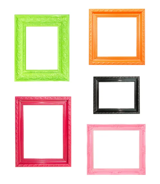 Pink Vintage picture frame on blue wood background — Stock Photo, Image