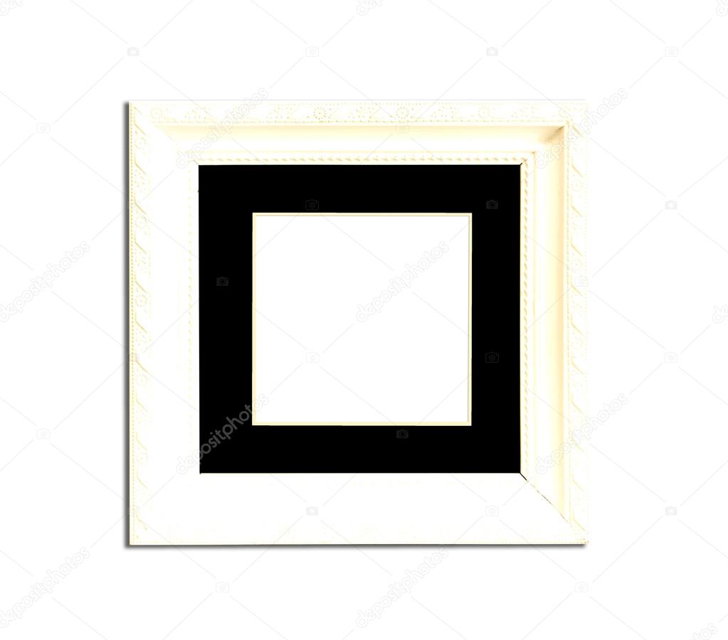 White Vintage picture frame on white background