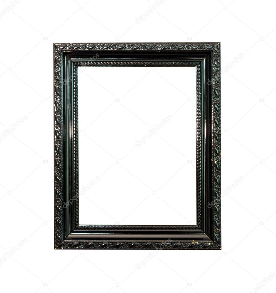 Black Vintage picture frame on old wood background