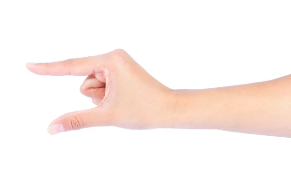 Pastillas en mano de mujer aisladas sobre fondo blanco — Foto de Stock