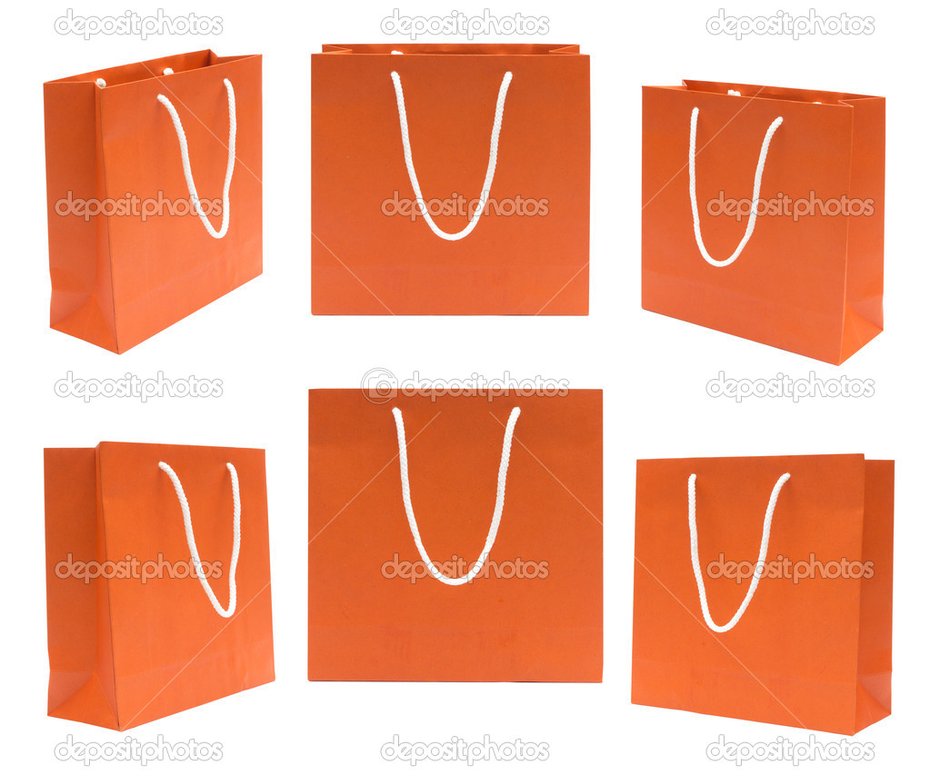 Recycle Paper Bag Isolated On White Background Stock Photo