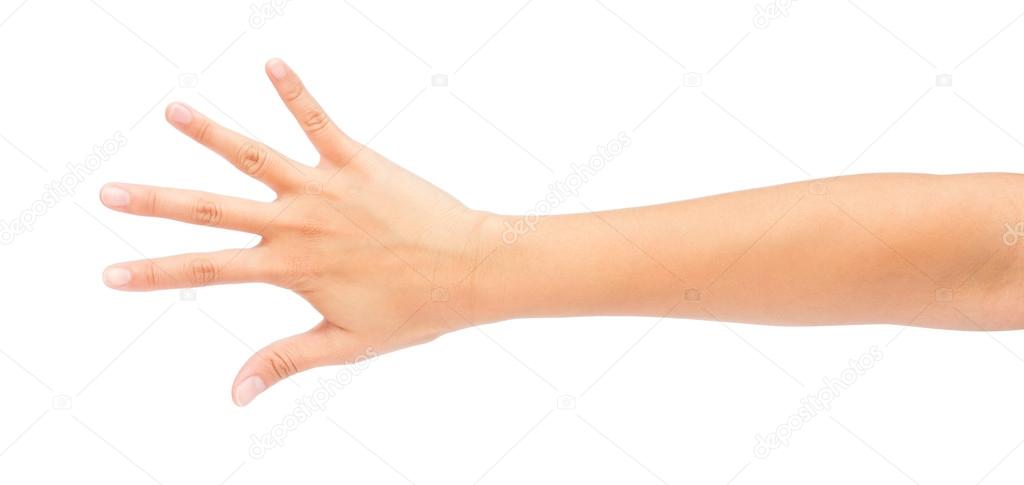 Image of Counting woman's left hands finger number (5 or10)