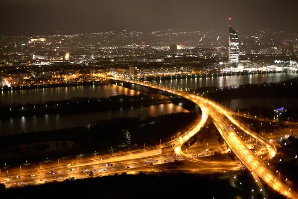 Natt utsikt över Wien Stockbild
