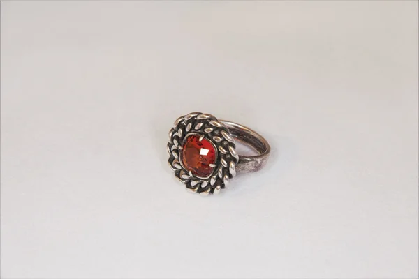 Ring with garnet — Stock Photo, Image