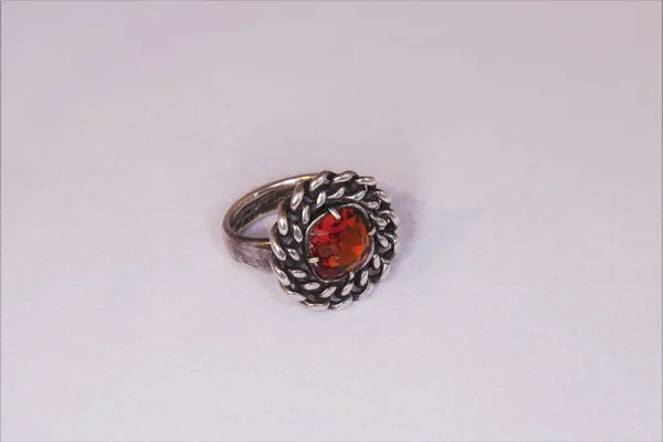 Ring with garnet — Stock Photo, Image