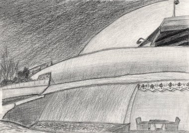 Bina Görünümünün Mimari Kalem Çizimi