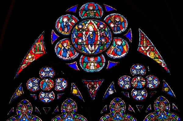 Notre dame målat glas Stockbild