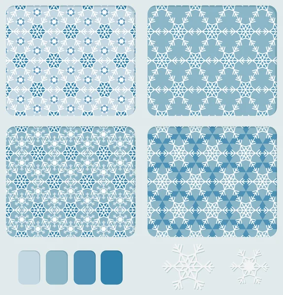 Snowflake's Geometric Seamless Pattern Set — Stock Vector
