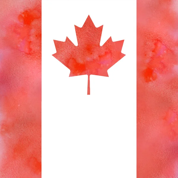 Bandiera canadese su acquerello con texture solt — Foto Stock