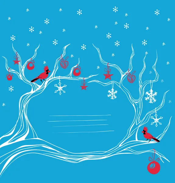 Natale sfondo cardinale uccello brunch decorazione — Vettoriale Stock