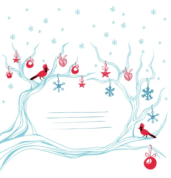 Ozdoba brunch Bożego Narodzenia tło kardynał ptak — Wektor stockowy