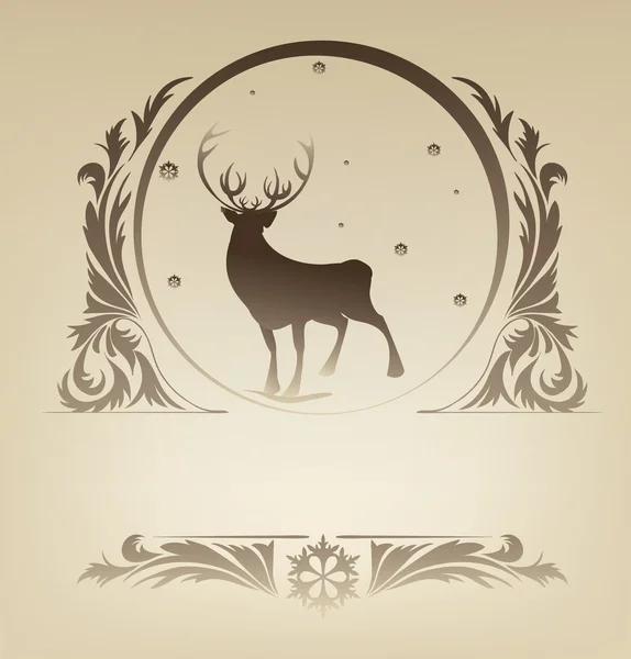 Christmas standing raindeer background rich ornament — Stock Vector