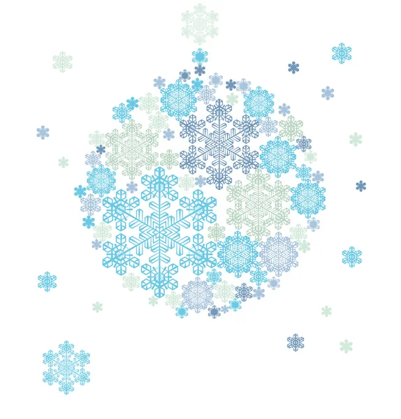Stylizované silueta visící koule tvořená sněhové vločky — Stockový vektor