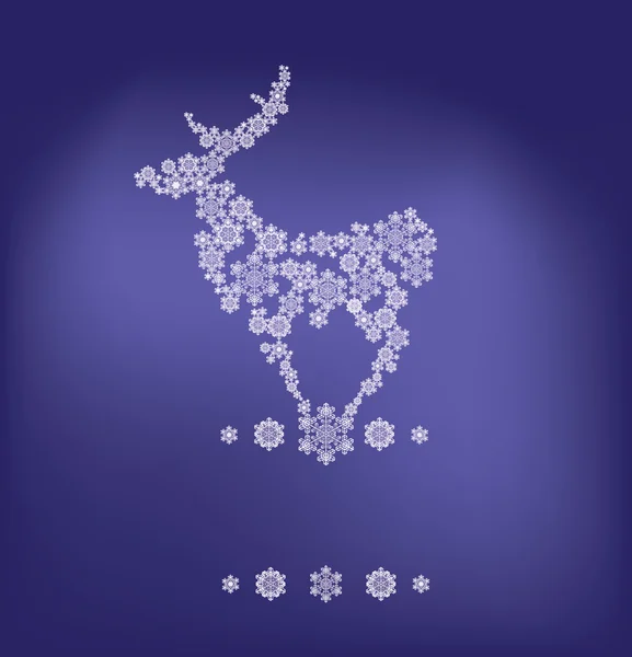 Stylized silhouette of stanging deer formed by snowflakes — Stock Vector