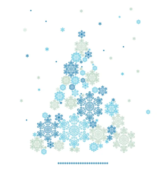 Stylized silhouette of Christmas tree formed by snowflakes — Stock Vector