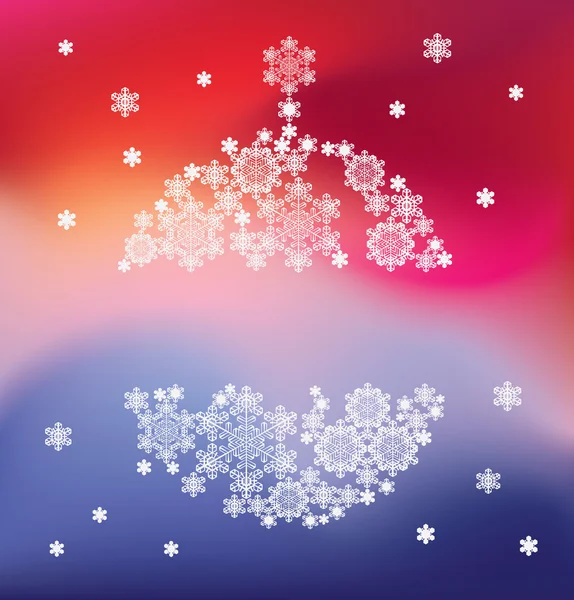 Stylizované silueta visící koule tvořená sněhové vločky — Stockový vektor