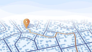 GPS 'ten kendi evine. Harita binalarının üstünden bak. Şehrin yukarıdan detaylı görüntüsü. Şehir manzarası. Soyut