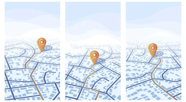 家を所有するためのGpsナビゲーション地図の建物の上から表示します 上から街の詳細ビュー 街のトップビュー — ストックベクタ
