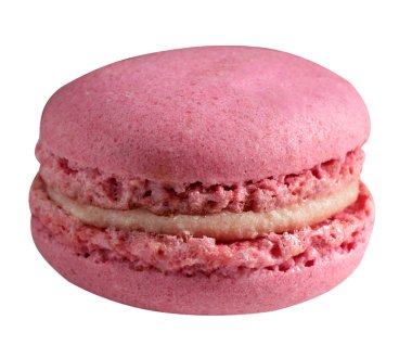 Makaronlar, beyaz arka planda izole edilmiş renkli badem kurabiyeleri, tatlı Fransız lezzeti. Yakın plan..