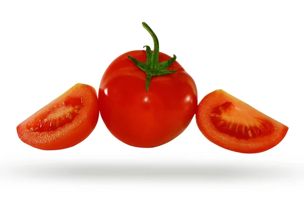 Czerwone Soczyste Świeże Pomidory Wyizolowane Białym Tle Jadalne Owoce — Zdjęcie stockowe