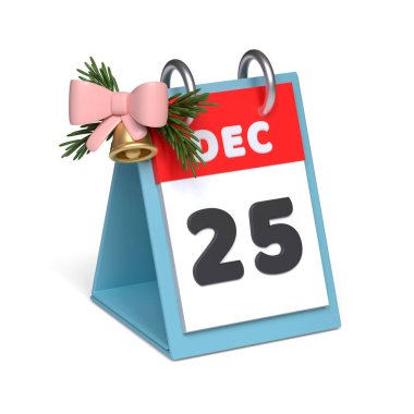 25 Aralık tarihli takvim açıldı. Noel konsepti. 3B resim