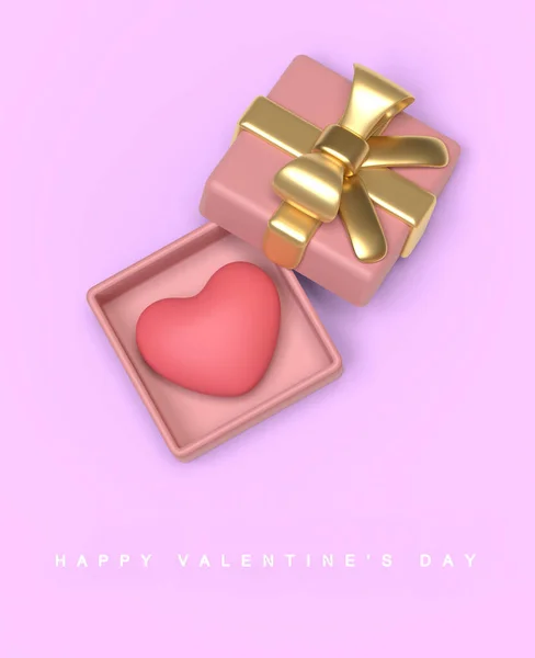 Valentines Day Greeting Card Heart Opened Gift Box Image — 图库照片