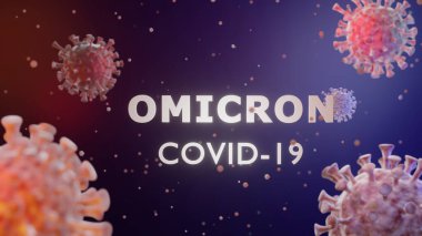 Covid-19 Omicron sosyal afişi. 3B illüstrasyon