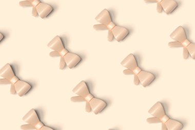 Çizgi film yaylı pastel desenli arka plan. 3B illüstrasyon