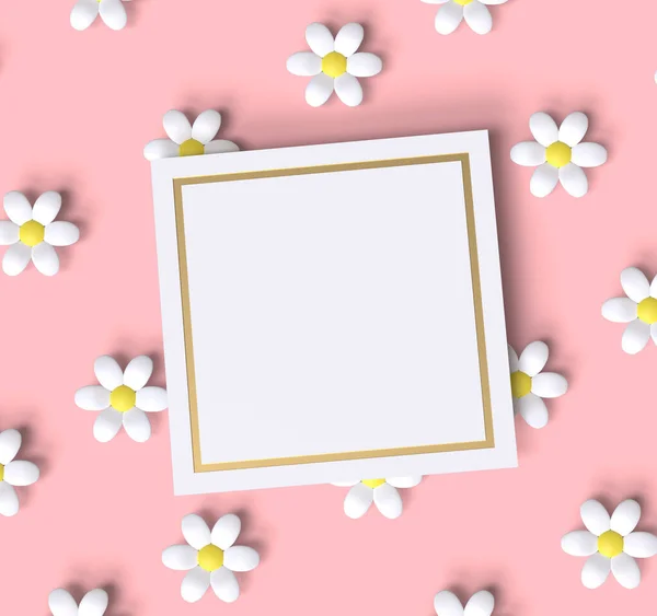 Pink Floral Pattern Blank Card Top Illustration — Stock Photo, Image