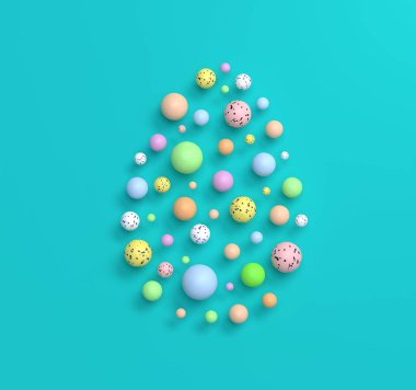 Minimalist Paskalya illüstrasyonu. 3B resim