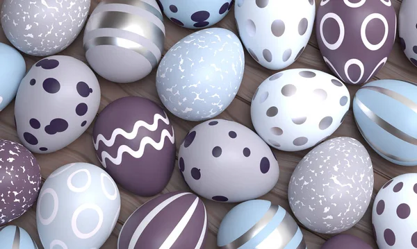 Blue Pastel Colored Easter Eggs Background Illustration — Stockfoto