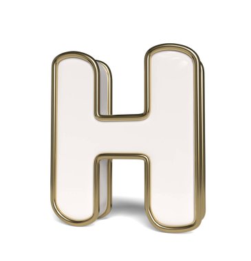 Beyaz ve altın renkli 3D harf. H harfi