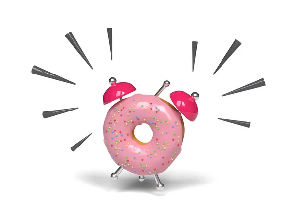 Donut Despertador Fundo Branco Ilustração — Fotografia de Stock