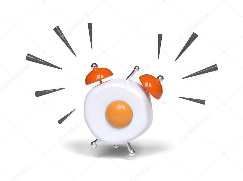 funny cartoon character egg alarm  clock. isolated on white background.