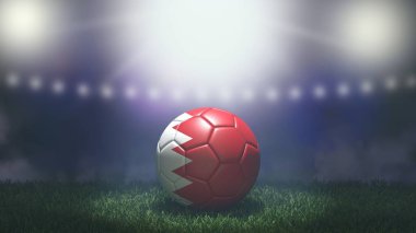 Parlak bulanık stadyum arka planında bayrak renginde futbol topu. Bahreyn. 3B resim