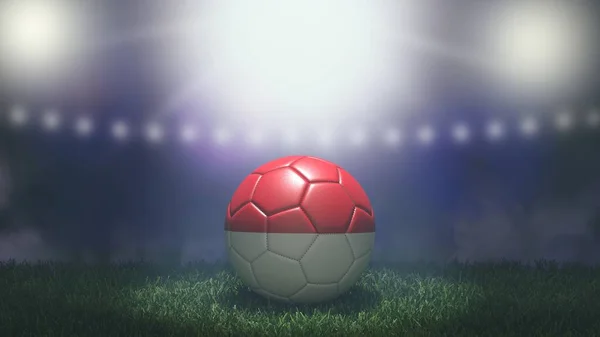 在明亮而模糊的体育场背景上 足球是旗色的 印度尼西亚 3D图像 — 图库照片