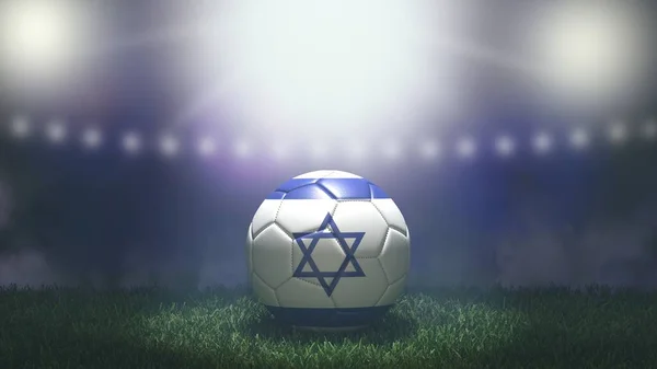 在明亮而模糊的体育场背景上 足球是旗色的 以色列 3D图像 — 图库照片