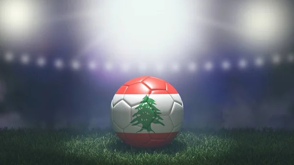 Pallone Calcio Colori Bandiera Uno Sfondo Luminoso Stadio Sfocato Libano — Foto Stock