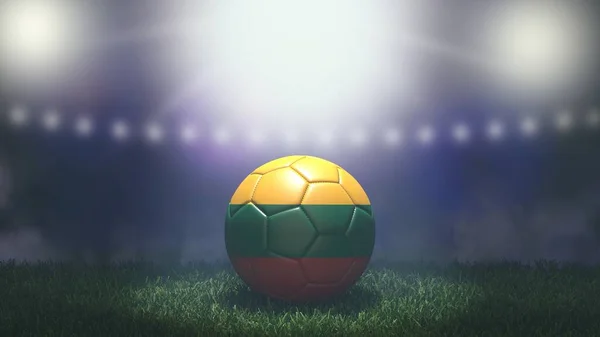 Soccer Ball Flag Colors Bright Blurred Stadium Background Lithuania Image — Stock Photo, Image