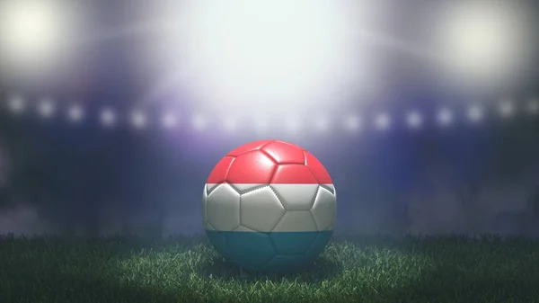 在明亮而模糊的体育场背景上 足球是旗色的 卢森堡 3D图像 — 图库照片