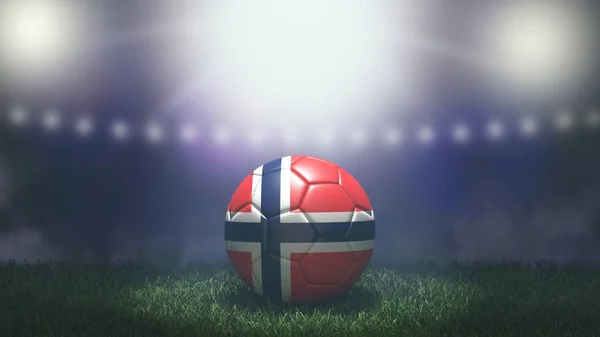 在明亮而模糊的体育场背景上 足球是旗色的 3D图像 — 图库照片