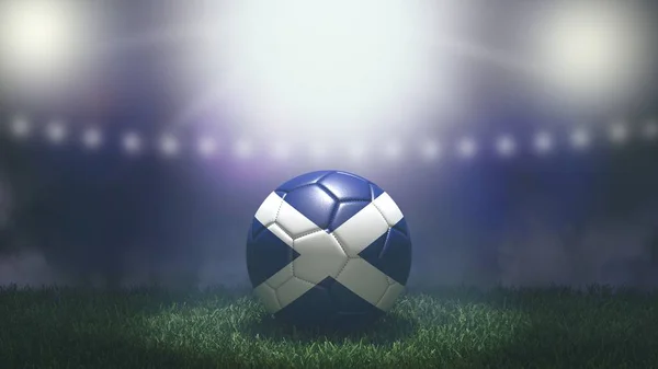 在明亮而模糊的体育场背景上 足球是旗色的 苏格兰 3D图像 — 图库照片