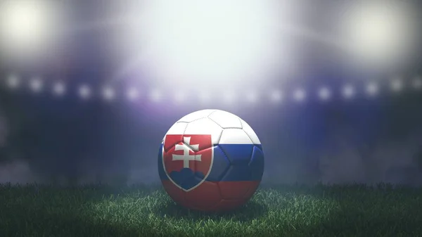 在明亮而模糊的体育场背景上 足球是旗色的 斯洛伐克 3D图像 — 图库照片
