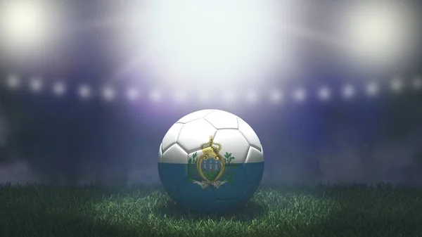 在明亮而模糊的体育场背景上 足球是旗色的 圣马力诺 3D图像 — 图库照片
