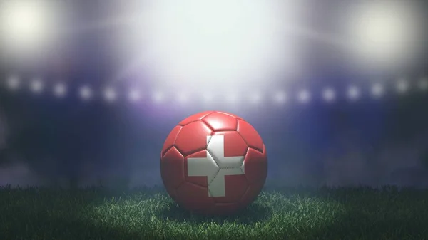 Fotboll Flaggfärger Ljus Suddig Stadion Bakgrund Schweiz Bild — Stockfoto