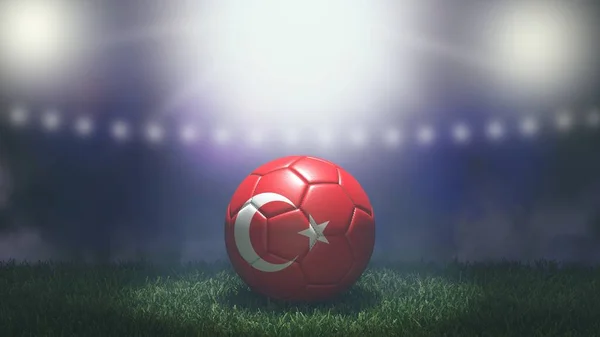 Soccer Ball Flag Colors Bright Blurred Stadium Background Turkey Image — Stock Photo, Image