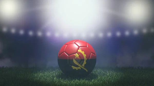 在明亮而模糊的体育场背景上 足球是旗色的 安哥拉 3D图像 — 图库照片