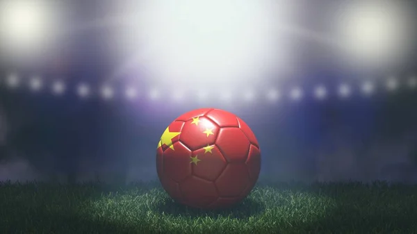 Fotboll Flaggfärger Ljus Suddig Stadion Bakgrund Kina Bild — Stockfoto