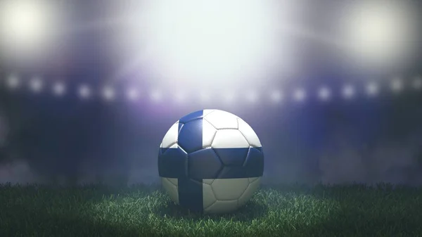 在明亮而模糊的体育场背景上 足球是旗色的 3D图像 — 图库照片