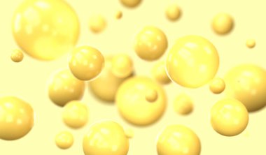 Sarı küreli bulanık arkaplan. 3B illüstrasyon.